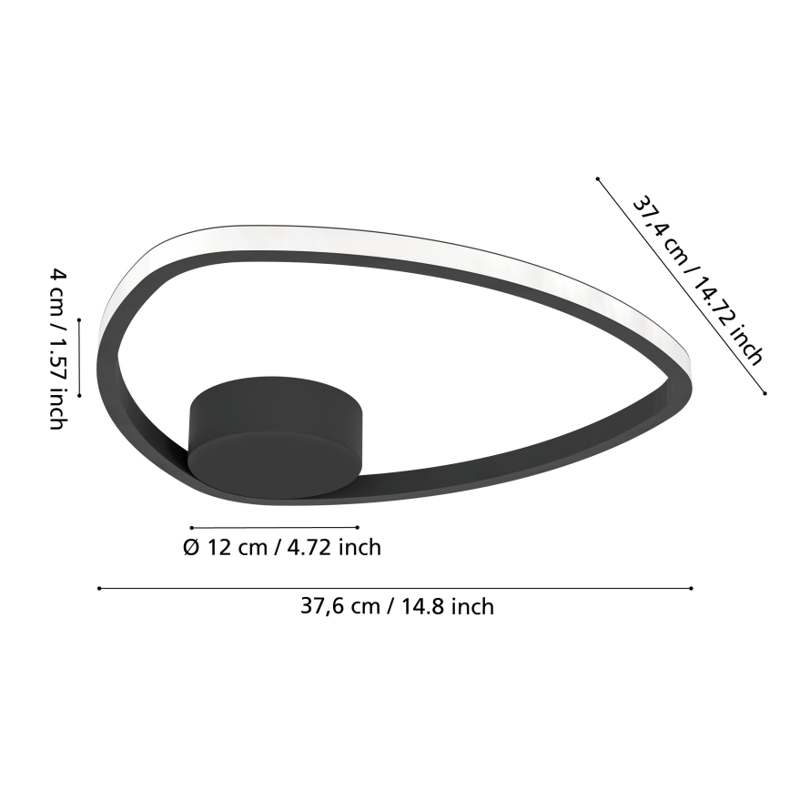 Eglo - LED-Deckenleuchte LED/9,7 W/230 V Ø 37,5 cm schwarz