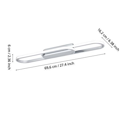 Eglo - Plafoniera LED/20W/230V 2700/4000/6500K cromo lucido