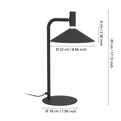 Eglo - Lampe de table dimmable LED RGBW LED/7,5W/230V 2700-6500K noire