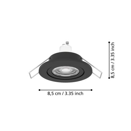 Eglo - LED-Einbaustrahler für Badezimmer 1xGU10/4,5W/230V IP44 schwarz