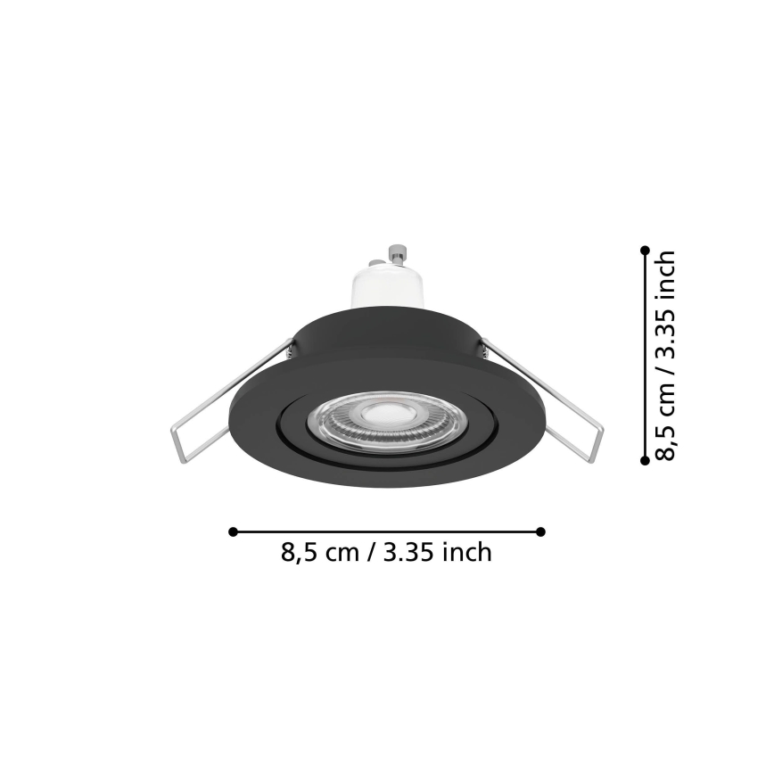 Eglo - LED-Einbaustrahler für Badezimmer 1xGU10/4,5W/230V IP44 schwarz