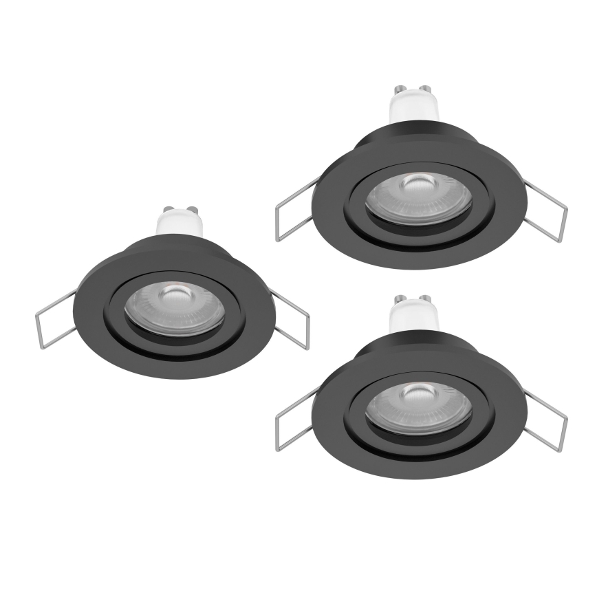 Eglo - 3er-Set LED-Einbaustrahler für Badezimmer, je 1x GU10/4,5W/230V, IP44, schwarz