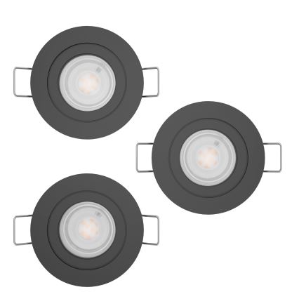 Eglo - 3er-Set LED-Einbaustrahler für Badezimmer, je 1x GU10/4,5W/230V, IP44, schwarz
