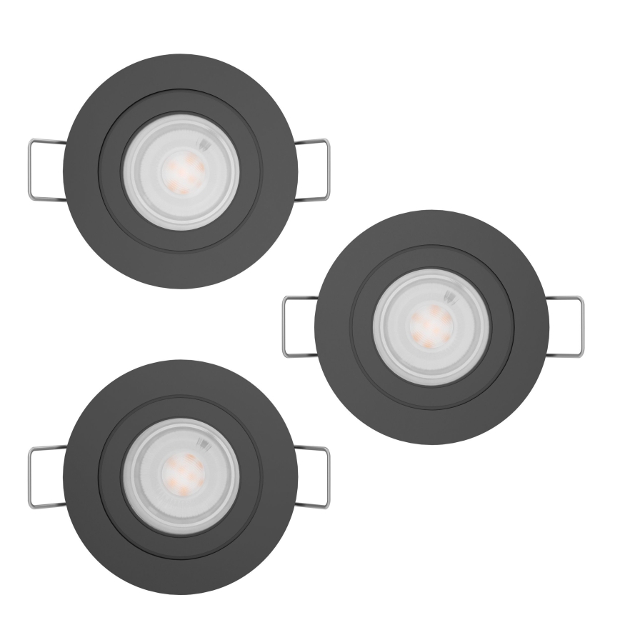Eglo - 3er-Set LED-Einbaustrahler für Badezimmer, je 1x GU10/4,5W/230V, IP44, schwarz