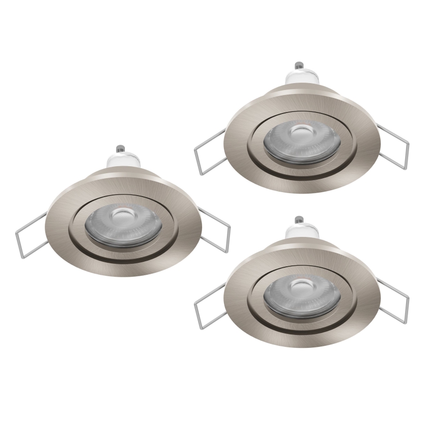 Eglo - Lot de 3 spots encastrés LED pour salle de bains 1xGU10/4,5W/230V IP44 chrome mat