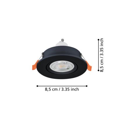 Eglo - Spot encastré LED pour salle de bains 1xGU10/4,5W/230V IP44 noir