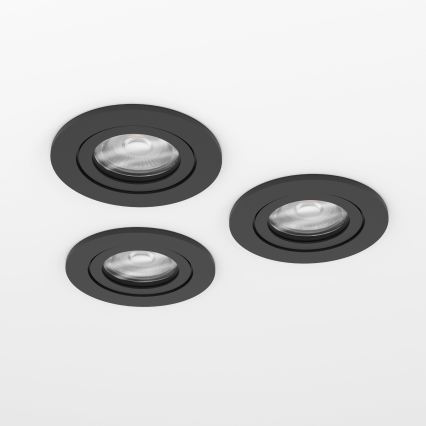 Eglo - Lot de 3 spots LED encastrés pour salle de bains 1xGU10/4,5W/230V IP44 noir