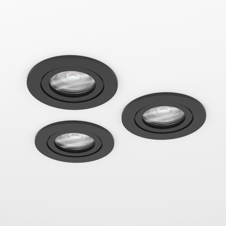 Eglo - Set da 3 faretti LED da incasso per bagno 1xGU10/4,5W/230V IP44 nero