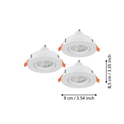 Eglo - 3er-Set LED Einbaustrahler 1x GU10/4,5W/230V weiß