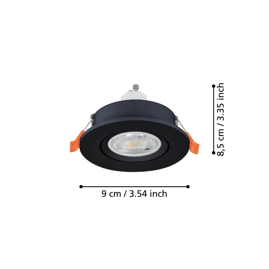 Eglo - LED Deckeneinbaustrahler 1xGU10/4,5W/230V schwarz