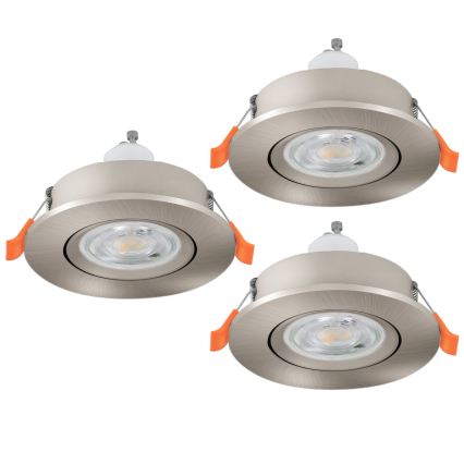 Eglo - Set di 3 faretti LED da incasso, 1x GU10/4,5W/230V, cromo opaco