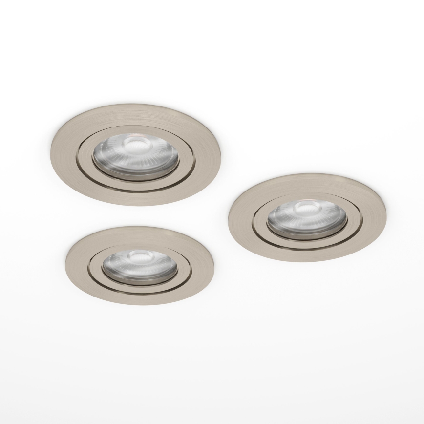 Eglo - Set di 3 faretti LED da incasso, 1x GU10/4,5W/230V, cromo opaco