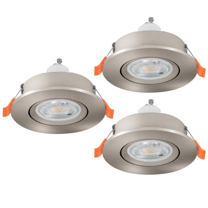 Eglo - 3er-Set LED-Einbaustrahler 1xGU10/4,5W/230V matt-chrom