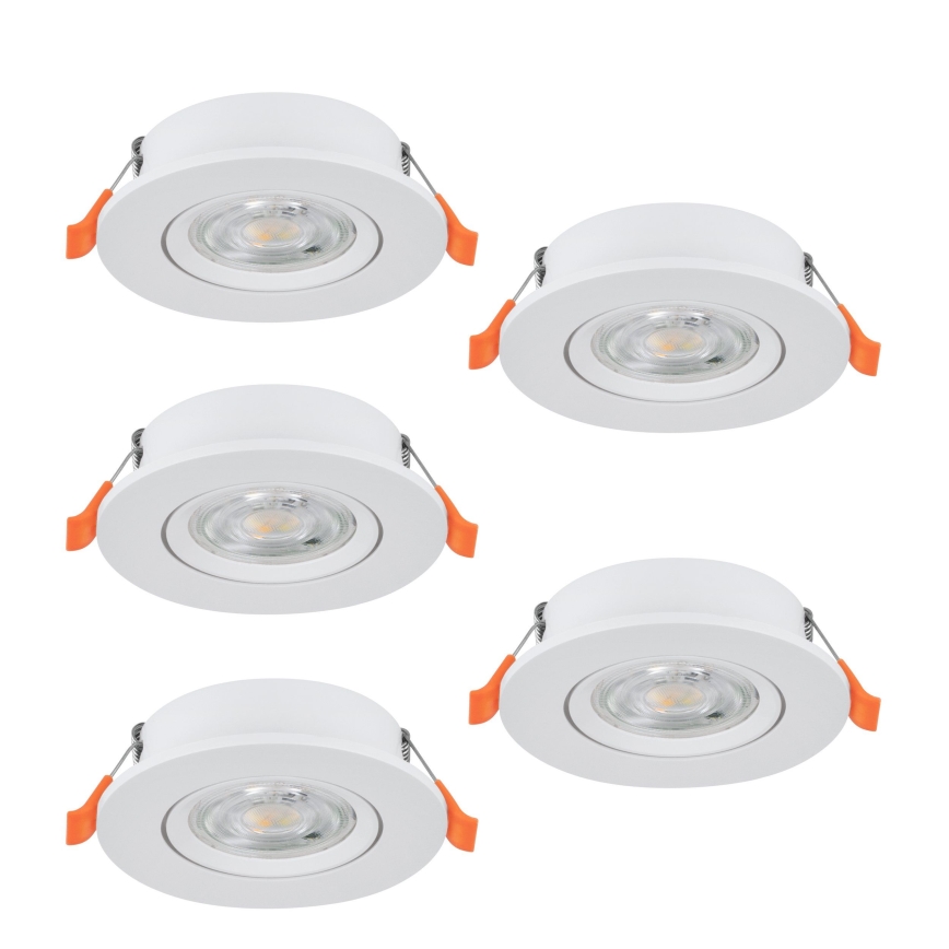Eglo - Lot de 5 spots LED encastrables, 4,8 W, 230 V, 2700/4000/6500 K, blanc