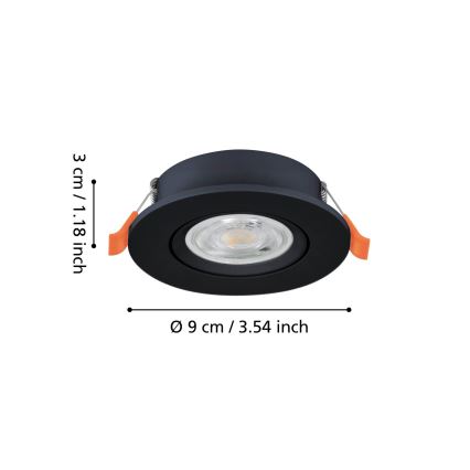 Eglo - LED-Einbaustrahler LED/4,8W/230V 2700/4000/6500K schwarz