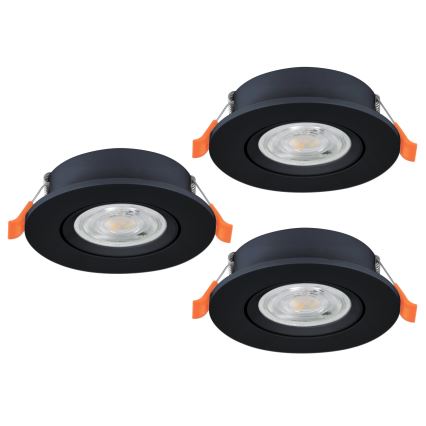 Eglo - 3er-Set LED-Einbaustrahler, 4,8 W, 230 V, 2700/4000/6500 K, schwarz