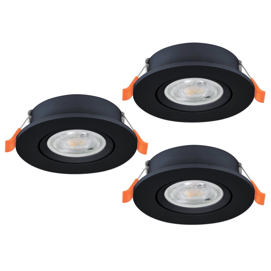 Eglo - 3er-Set LED-Einbaustrahler, 4,8 W, 230 V, 2700/4000/6500 K, schwarz