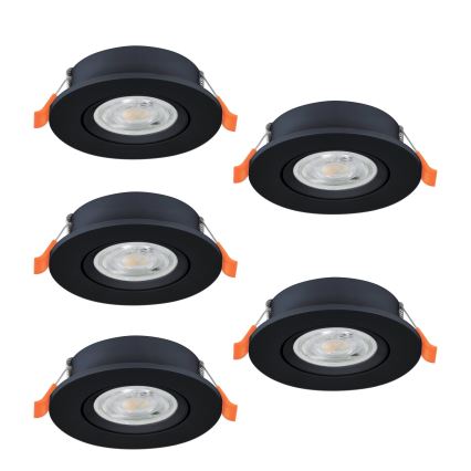 Eglo - Set da 5 faretti da incasso a LED 4,8W 230V 2700/4000/6500K, nero