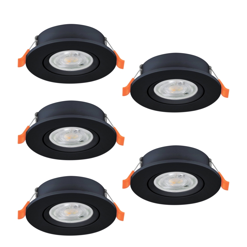 Eglo - Set da 5 faretti da incasso a LED 4,8W 230V 2700/4000/6500K, nero