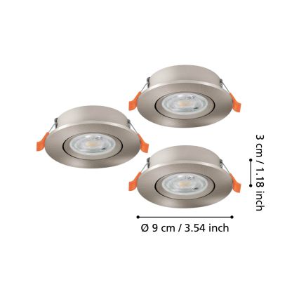 Eglo - Set 3x LED-Einbaustrahler LED/4,8W/230V 2700/4000/6500K mattchrom