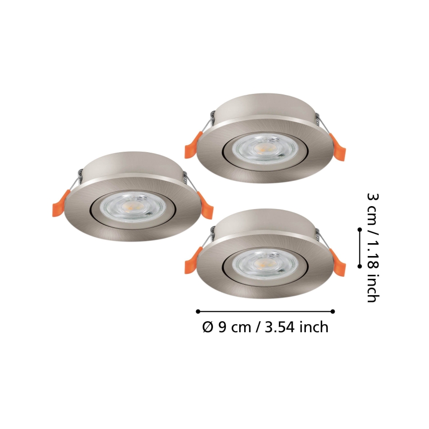 Eglo - Set 3x LED-Einbaustrahler LED/4,8W/230V 2700/4000/6500K mattchrom