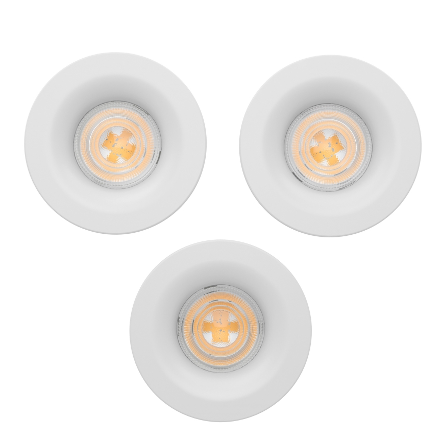 Eglo - Lot de 3 spots encastrés LED pour salle de bains, LED/4,9W/230V, 2700/4000/6500K, Ø 8,8 cm, IP65, blanc