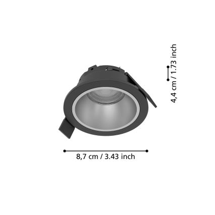 Eglo - Plafonnier LED encastré dimmable pour salle de bains LED/4,8W/230V 2700/4000/6500K IP44 noir