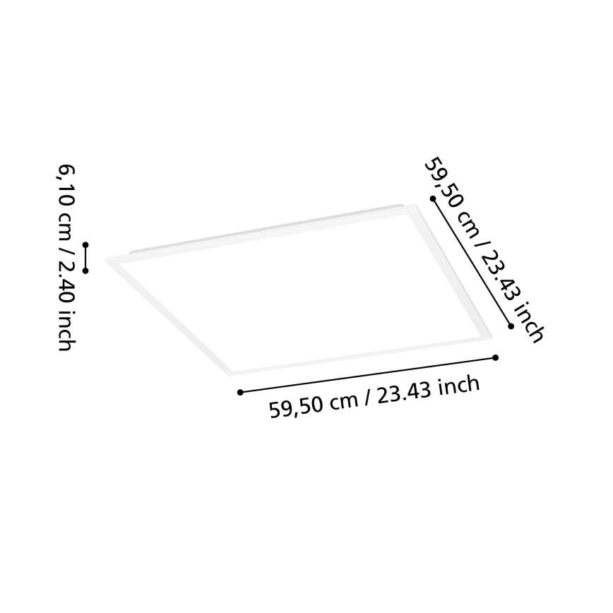 Eglo - Panneau LED dimmable en saillie, 33W, 230V, 2700-6500K, 50x50 cm, blanc + télécommande