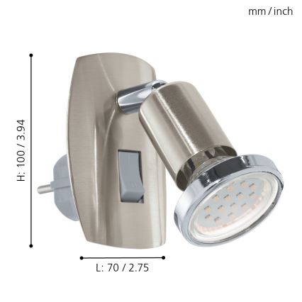 Eglo - Lampada LED con spina 1xGU10/2,8W/230V cromo opaco