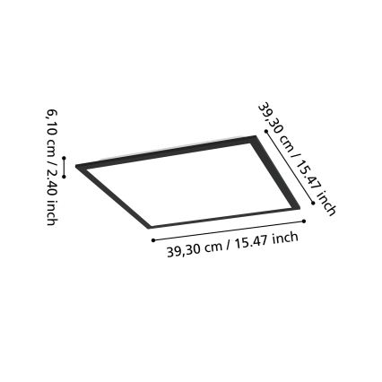 Eglo - Plafoniera LED LED/18,8W/230V 2700/4000/6500K 40x40 cm nera