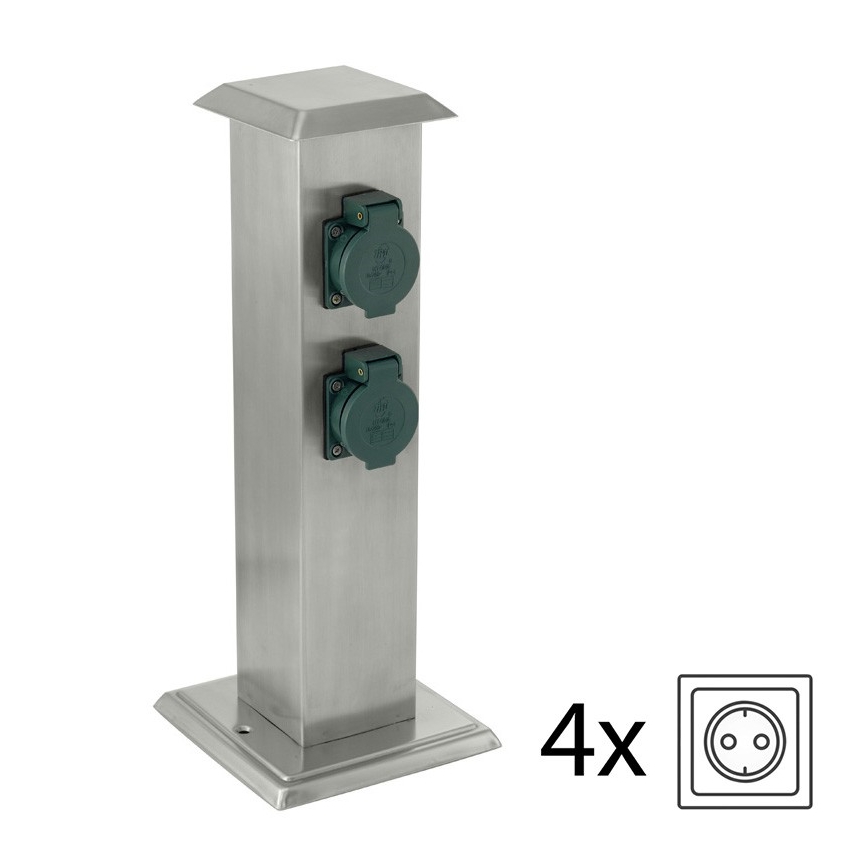 EGLO - Multipresa verticale da esterno verde SCHUKO IP44