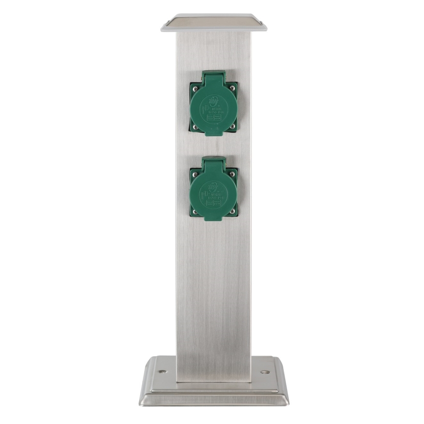EGLO - Multipresa verticale da esterno verde SCHUKO IP44