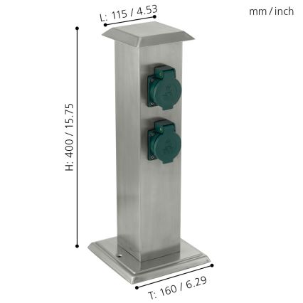 EGLO - Multipresa verticale da esterno verde SCHUKO IP44