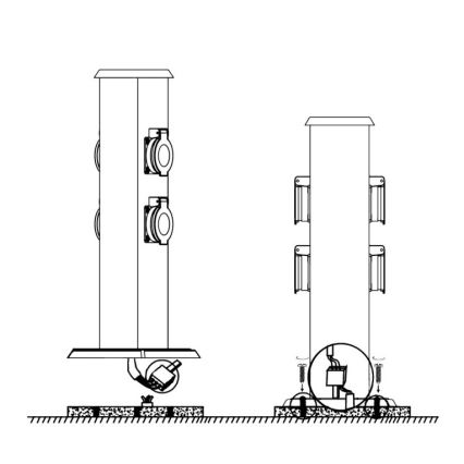 EGLO - Multipresa verticale da esterno verde SCHUKO IP44