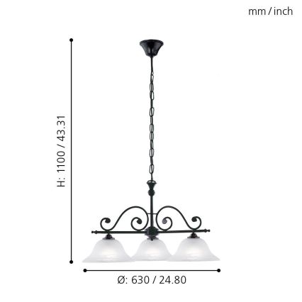 Eglo - Lampadario a sospensione con catena 3xE27/60W/230V