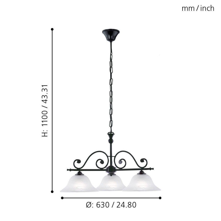 Eglo - Suspension chaîne 3xE27/60W/230V