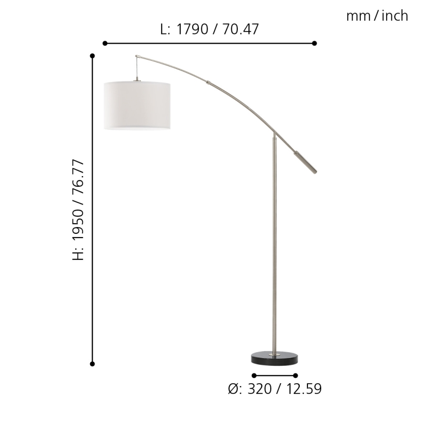 Eglo 92206 - Lampadaire NADINA 1xE27/60W/230V
