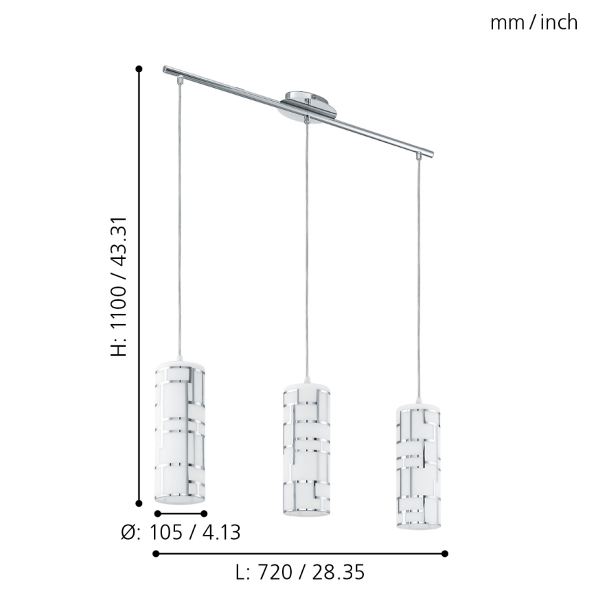 Eglo - Suspension filaire BAYMAN 3xE27/60W/230V