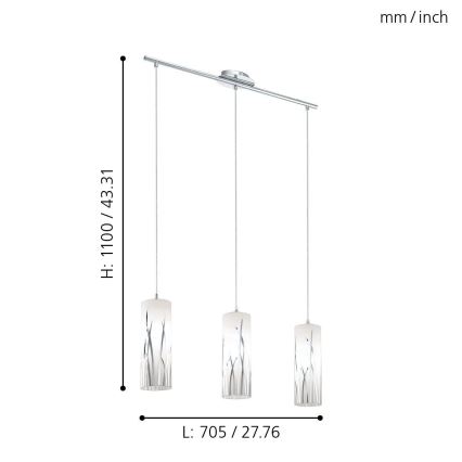 Eglo - Pendelleuchte 3xE27/60W/230V