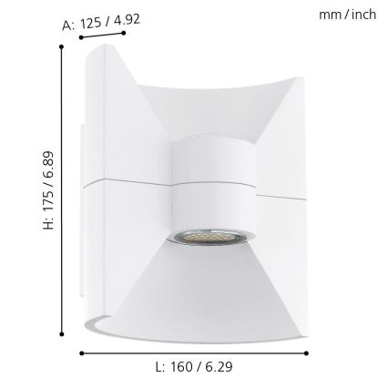 Eglo 93367 - Applique murale d'extérieur LED REDONDO blanche 2xLED-SMD/2,5W/230V IP44