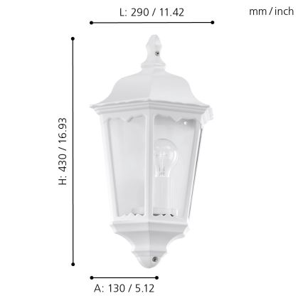 Eglo 93448 - Außenwandleuchte NAVEDO 1xE27/60W/230V