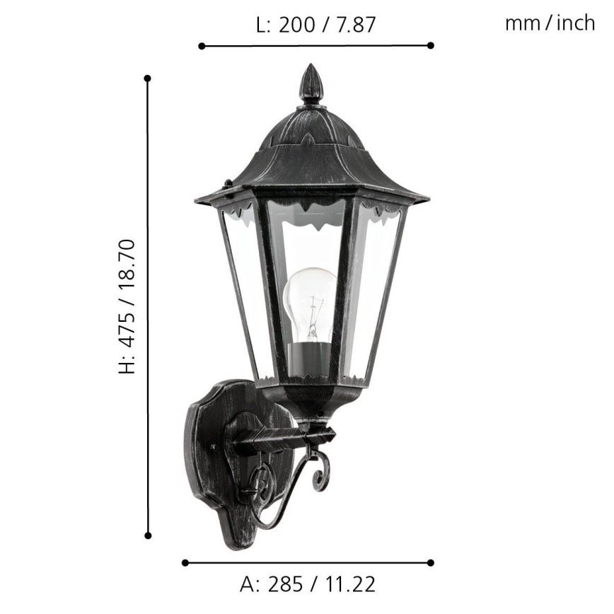 Eglo - Applique murale extérieure 1xE27/60W/230V IP44