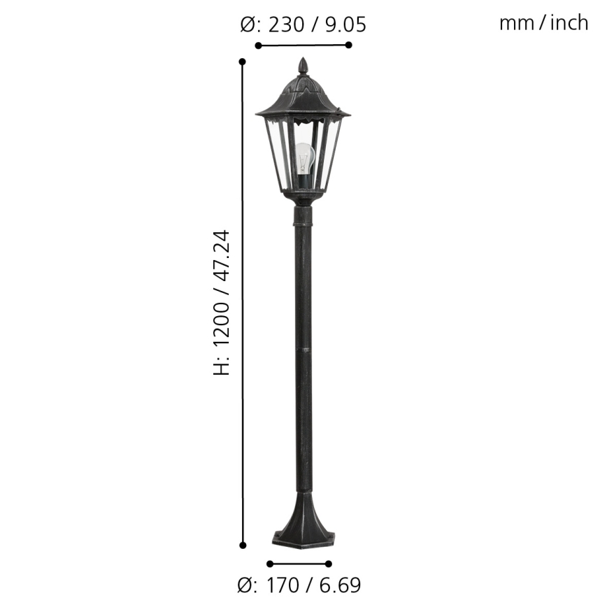 Eglo - Lampadaire extérieur 1xE27/60W/230V IP44
