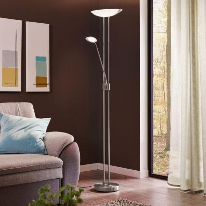 Eglo - Dimmbare LED-Stehleuchte LED/20W + LED/2,5W glänzendes Chrom