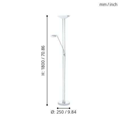 Eglo - Dimmbare LED-Stehleuchte LED/20W + LED/2,5W glänzendes Chrom