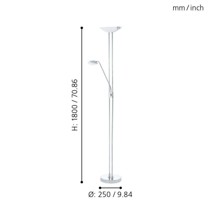 Eglo - Dimmbare LED-Stehleuchte LED/20W + LED/2,5W glänzendes Chrom