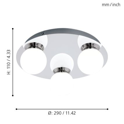 Eglo - Luminaire salle de bain 3xLED/3,3W/230V IP44