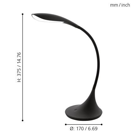 Eglo - Lampada LED da tavolo dimmerabile 1xLED/4,5W/230V nero