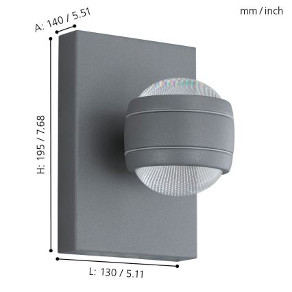 Eglo - Luminaire extérieur 2xLED/3,7W/230V IP44