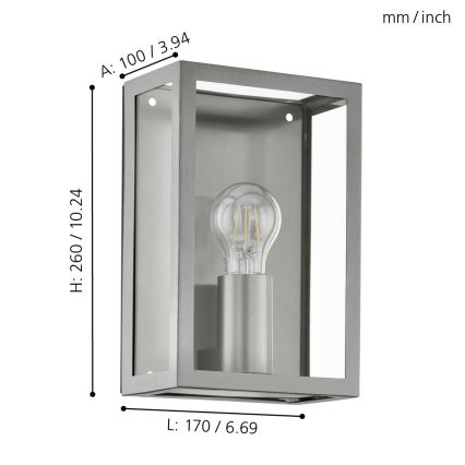 Eglo 94827 - Lampada da esterno ALAMONTE 1xE27/60W/230V IP44